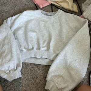 Zara Gray Long Sleeve Crop Top